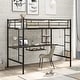 preview thumbnail 10 of 14, Twin/Full Size Metal Loft Bed w/Desk, Shelves & 2 Built-in Ladders, Sturdy Metal Twin/Full Bedframe w/Safety Guardrails for Kids