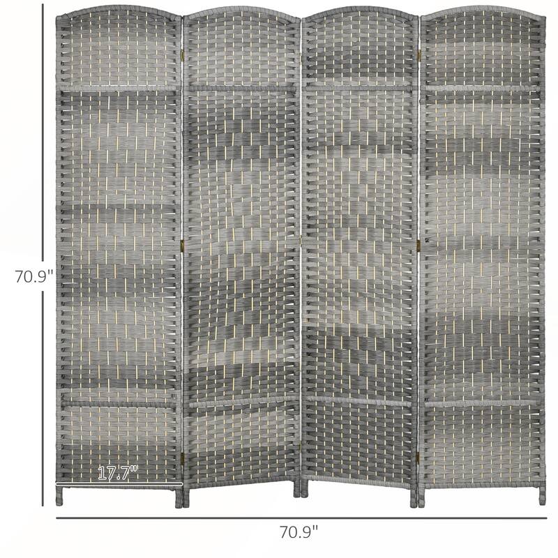 6' Tall Wicker Weave 6 Panel Room Divider Privacy Screen