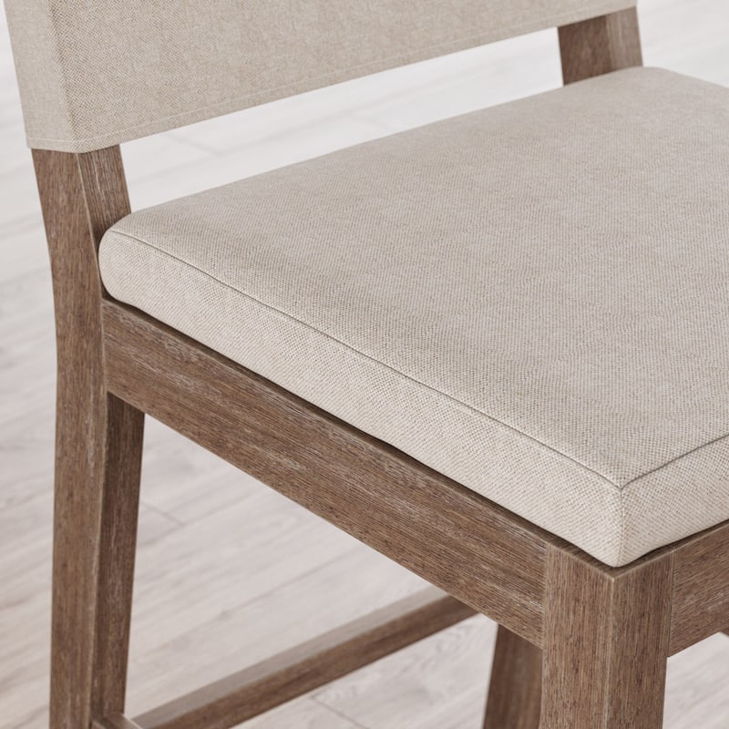 Nathan James Linus Modern Upholstered Bar Stool with Back and Solid Rubberwood Legs