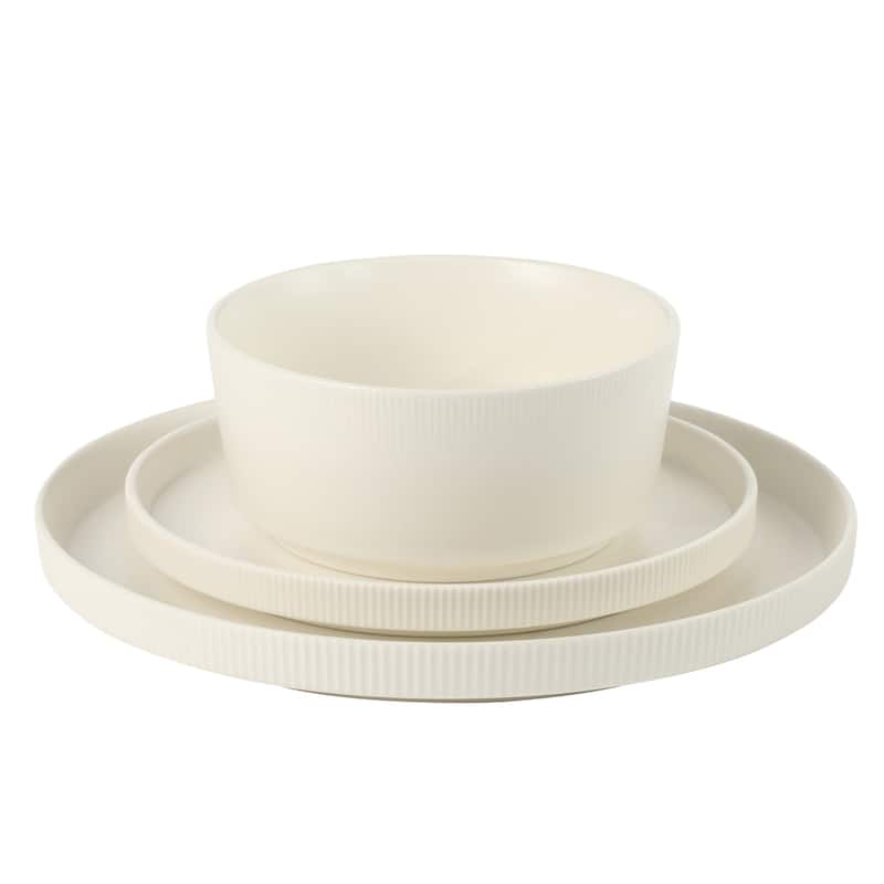 Gibson Home Dempsey Road 12-Piece Durable Modern Embossed Stoneware Dinnerware Set - Service for 4