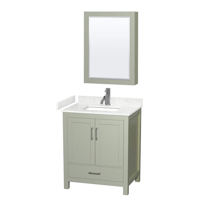 Wyndham Collection Sheffield 30" Single Bathroom Vanity, Carrara