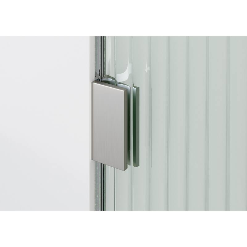 Glass Warehouse 36" x 78" Frameless Shower Door - Single Fixed Panel Fluted Frosted Radius
