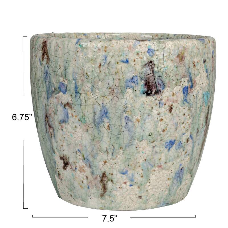 Terra-cotta Planter with Crackle Glaze