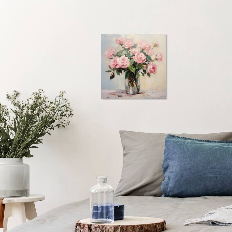 Wynwood Studio Canvas Floral and Botanical Bouquet de Rosas Pink and Light Pink Traditional Wall Art Canvas Print - 12 x 12
