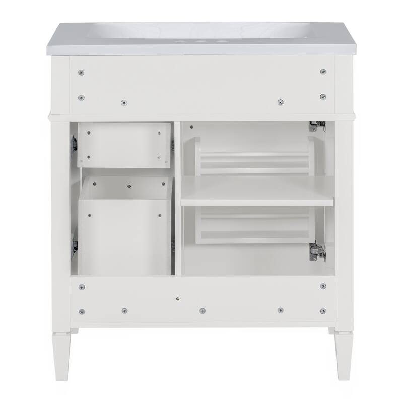 30'' Freestanding Bathroom Vanity with White Integrated Resin Sink - 30'' x 18'' x 33''