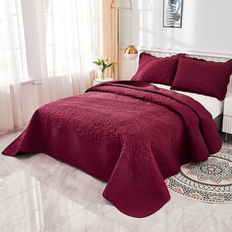 MarCielo 3 Piece Cotton Oversized Bedspread Quilt Set Tmonica