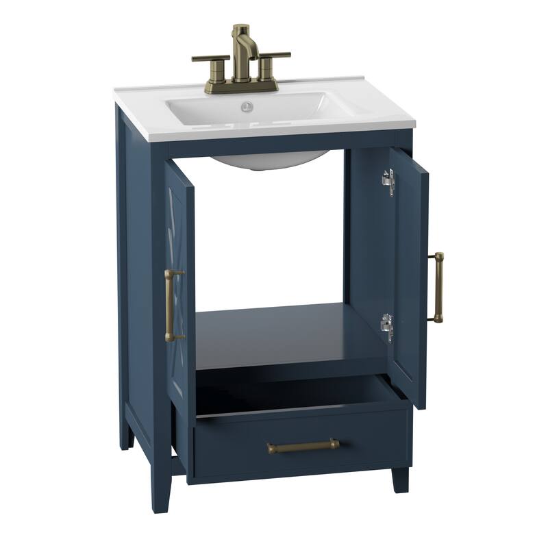 24" Single Bathroom Vanity with Lower Drawer