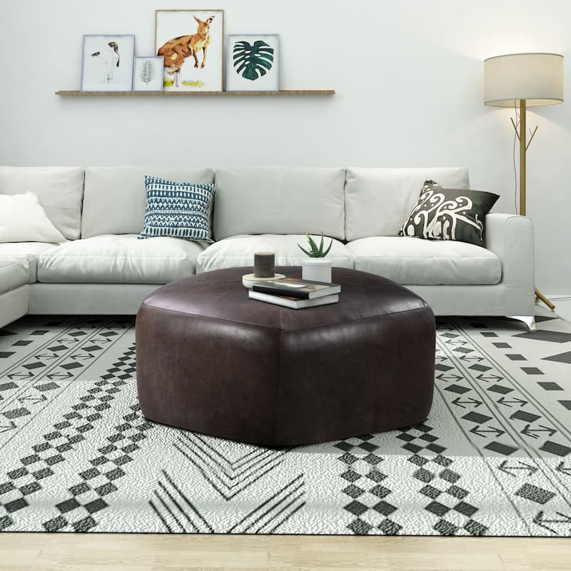Poly & Bark Porto Ottoman - Full Grain Genuine Italian Leather