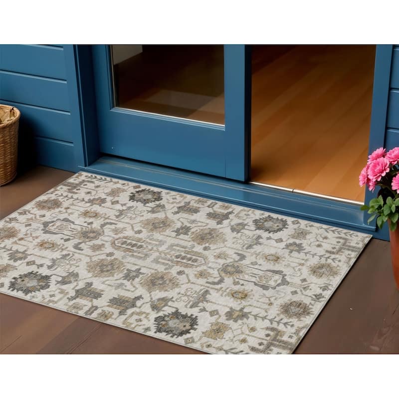 HomeRoots Oriental Traditional Rectangle Outdoor Rug - 3' x 5'