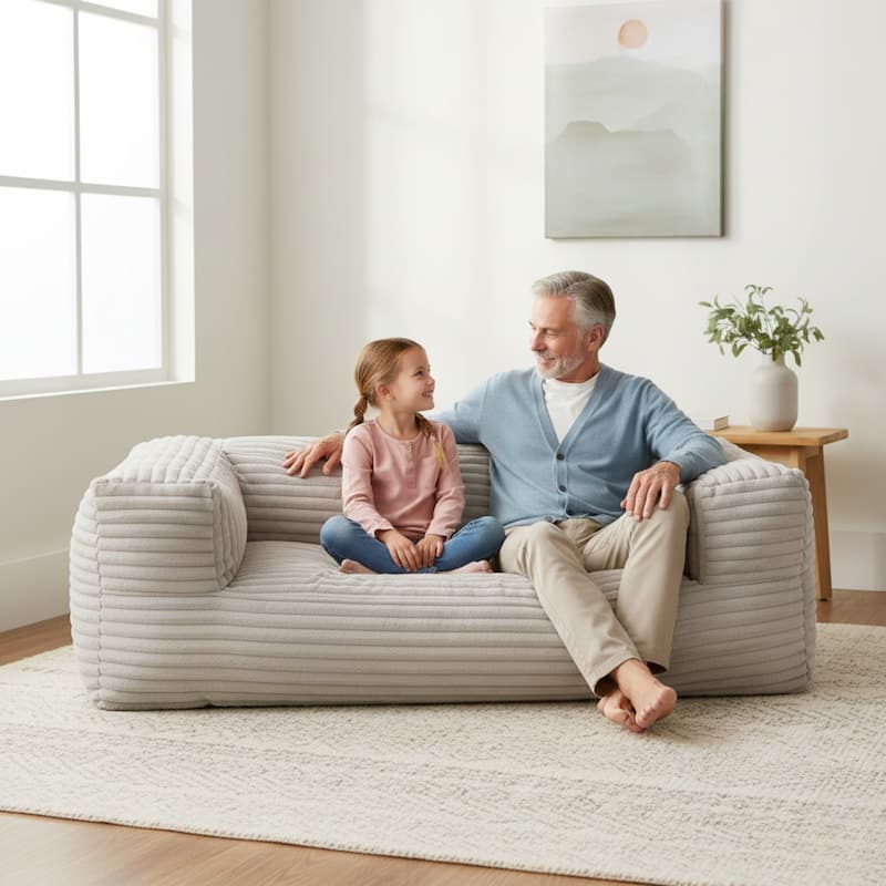 Sealy® Redd Taupe Corduroy Foam Bean Bag Sofa