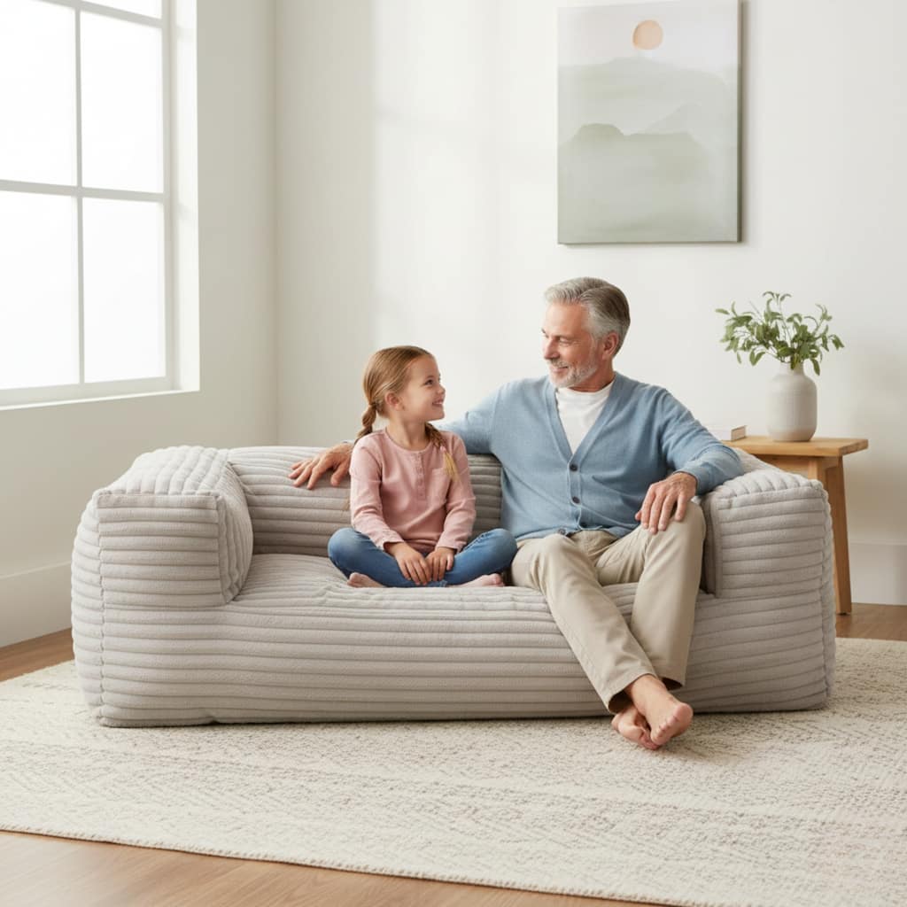 Sealy® Redd Taupe Corduroy Foam Bean Bag Sofa