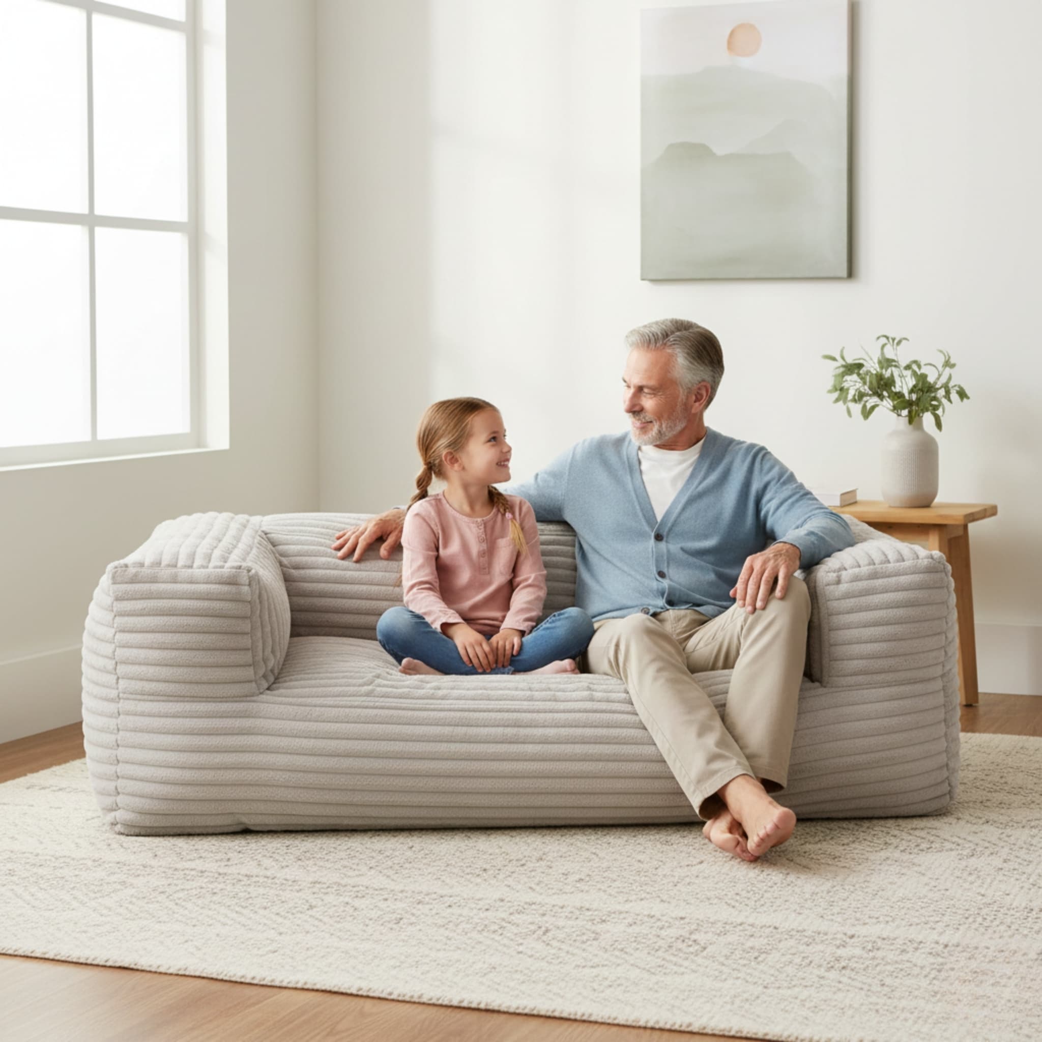 Sealy® Redd Taupe Corduroy Foam Bean Bag Sofa