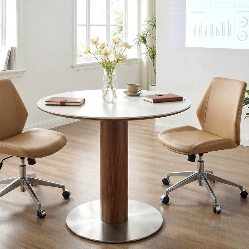 31.5" Round Conference Table for 2-4 People, Small Office Meeting Table - 31.5" Dia. x 29.53" H