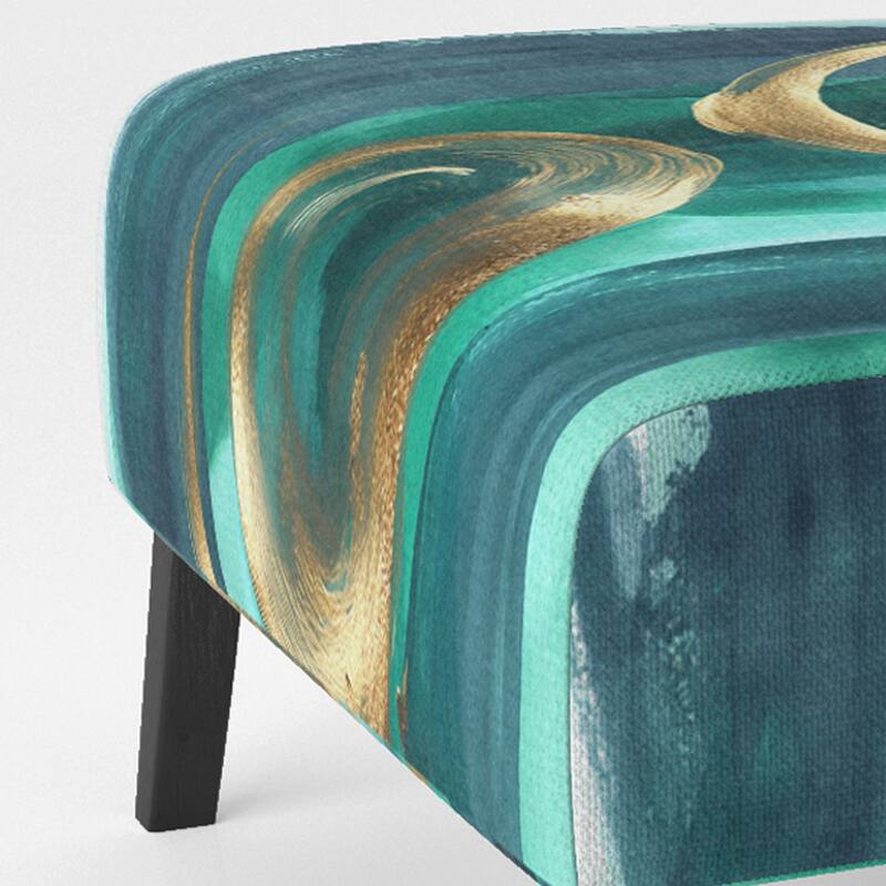Designart "Geometric Black And Teal IV" Upholstered Abstract Accent Chair - Modern Arm Chair For Bedroom