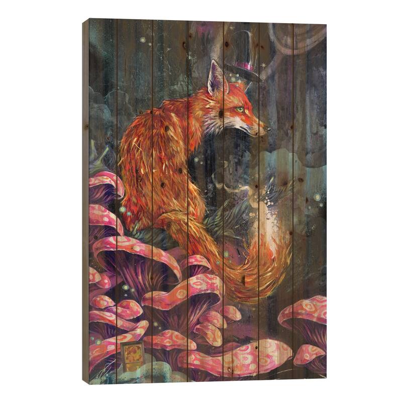 Nice Fox Print On Wood by Swartz Brothers Art - Multi-Color - 26x18x1.5