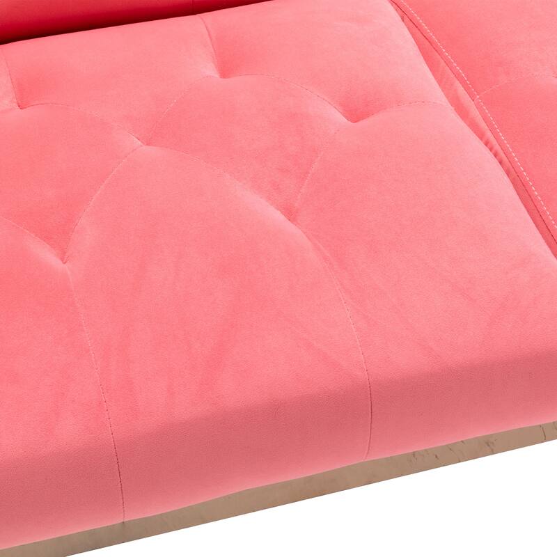 65.35" Velvet Futon Sofa Bed with Adjustable Backrest