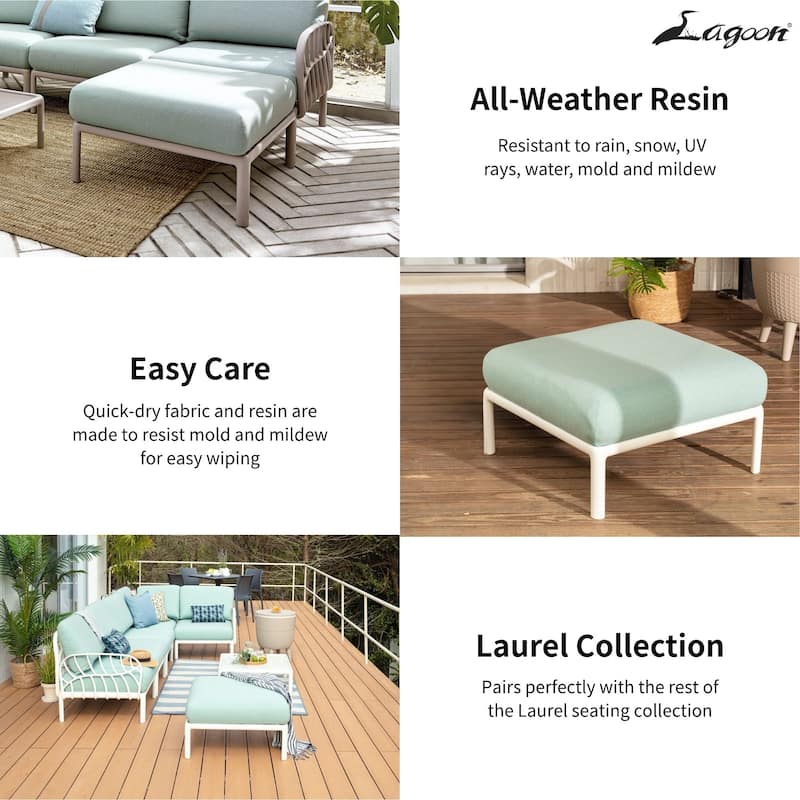 Laurel Resin All Weather Ottoman with Cushion