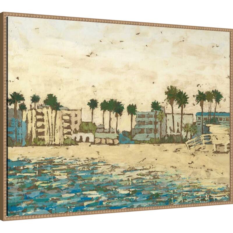 Beach Coast No. 1 by Megan Meagher (38 x 28 in.), Framed Canvas Wall Art Print