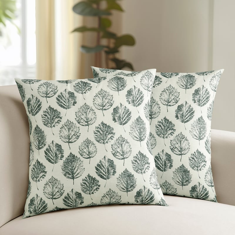 Exclusive Fabrics Printed Cotton Throw Pillow Covers 18 X 18 - Textured Decorative Pillow Covers (Set of 2)