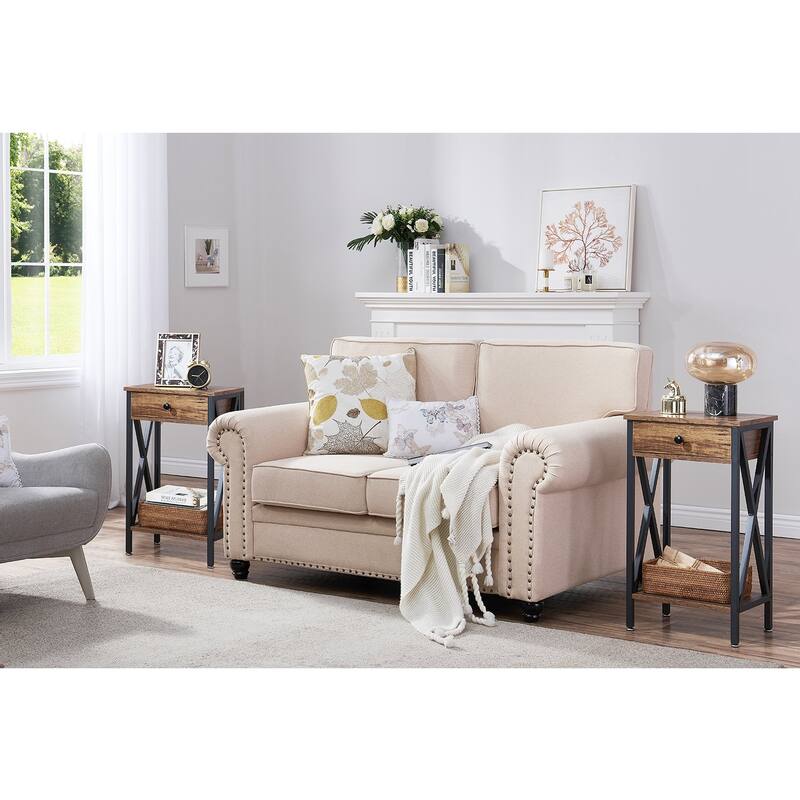 VECELO Mid-century 1-Drawer Tall Nightstands with Low Shelf,Nightstand