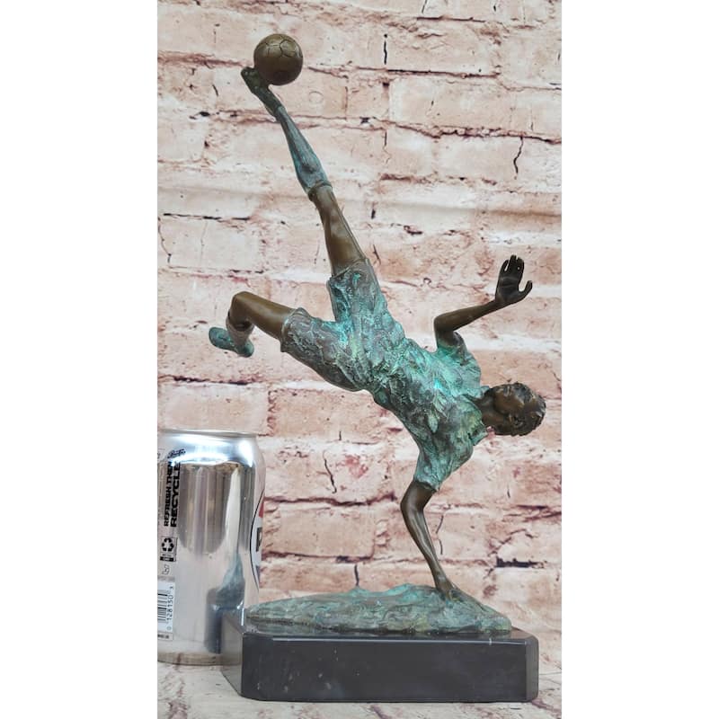 Soccer Trick Shot Bronze Sculpture Statue Figure Trophy Original Art On Marble Base