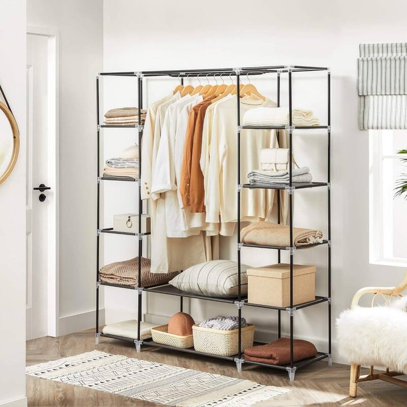 Bedroom Portable Closet with Non-Woven Cover, Clothes Storage Organizer, 59 x 17.7 x 69 Inch