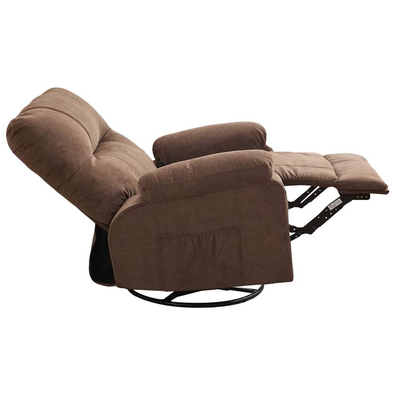 360° Linen Swivel Rocker Recliner with Side Pockets