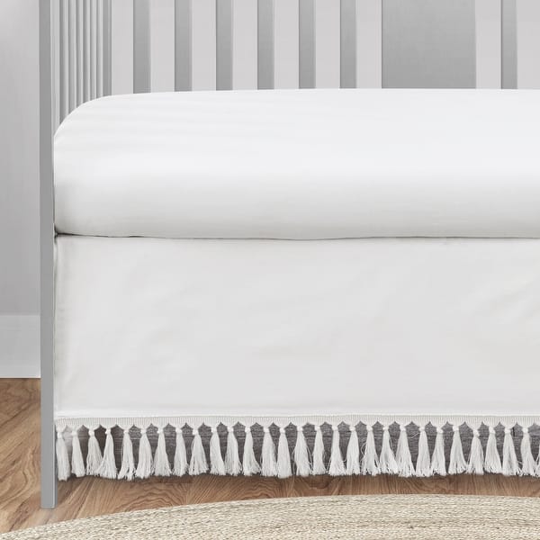 White Boho Bohemian Girl 5pc Nursery Crib Bedding Set Solid Shabby Chic Princess Luxurious Luxury Elegant Vintage Designer Overstock 32822506