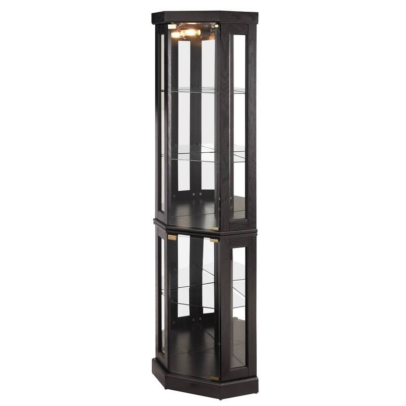 Corner Curio Cabinet with Lights-Stylish Glass Display Case for Living Room, Bar Storage & Collectibles