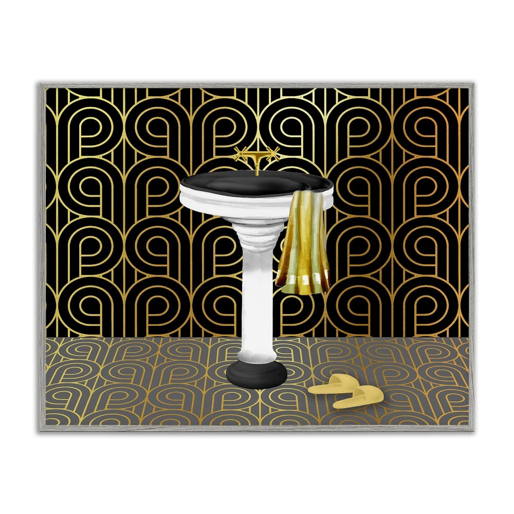 Stupell Bathroom Sink Deco Style Framed Giclee Art Design By Conrad Knutsen