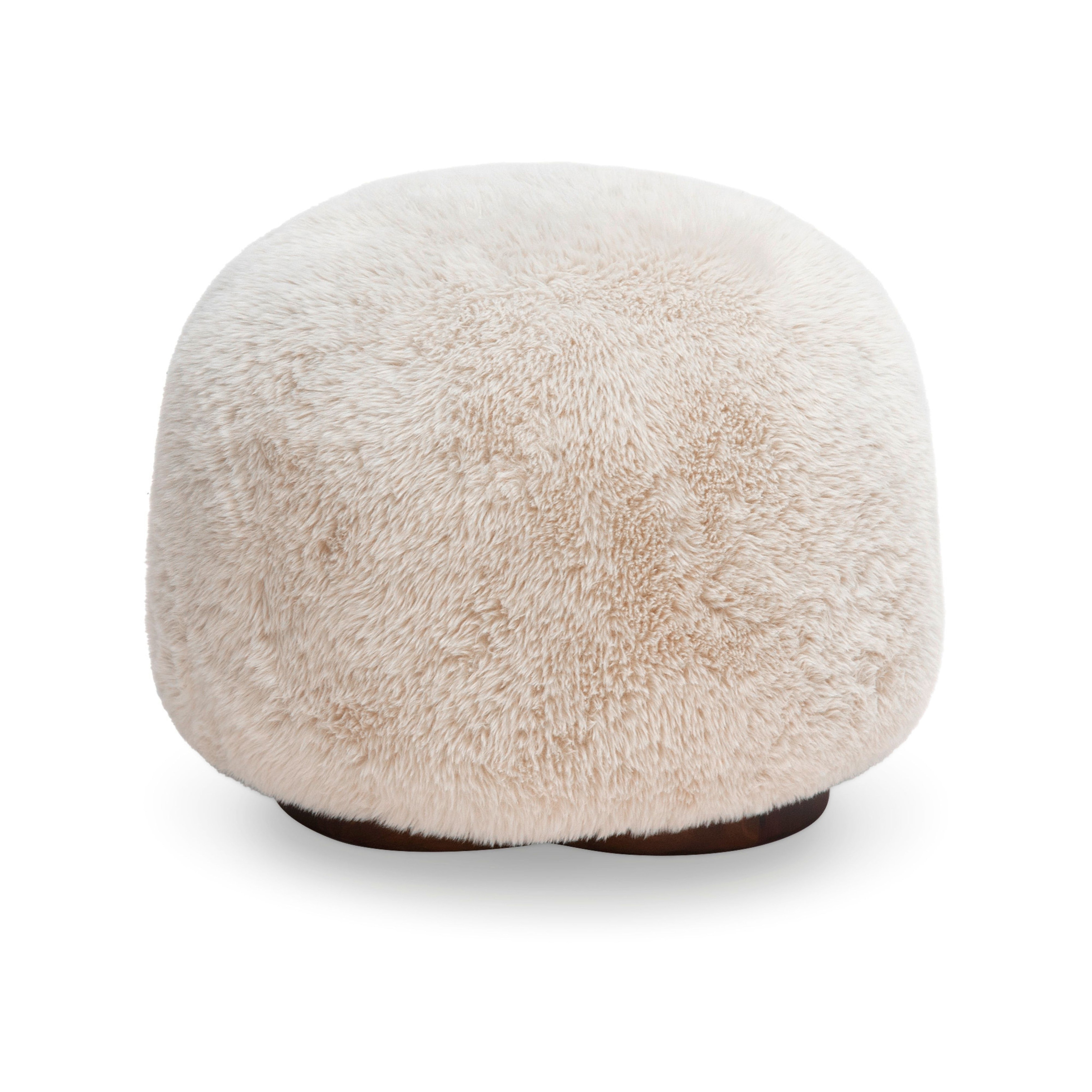 Oopa Contract-Grade Straight Vegan Shearling Swivel Ottoman