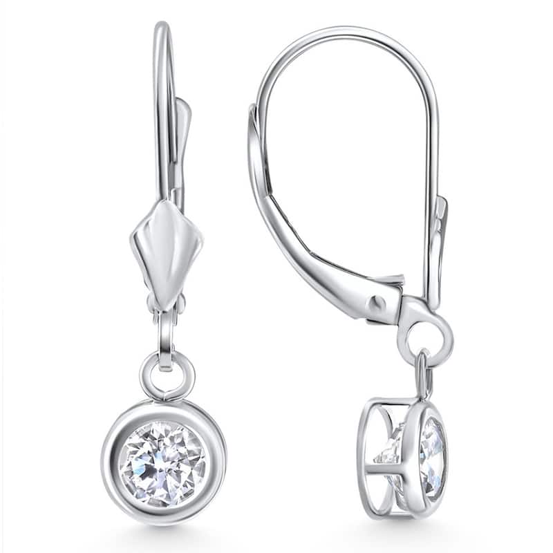 1Ct Diamond Lab Grown Dangle Lever Back Hoop Earrings White Gold