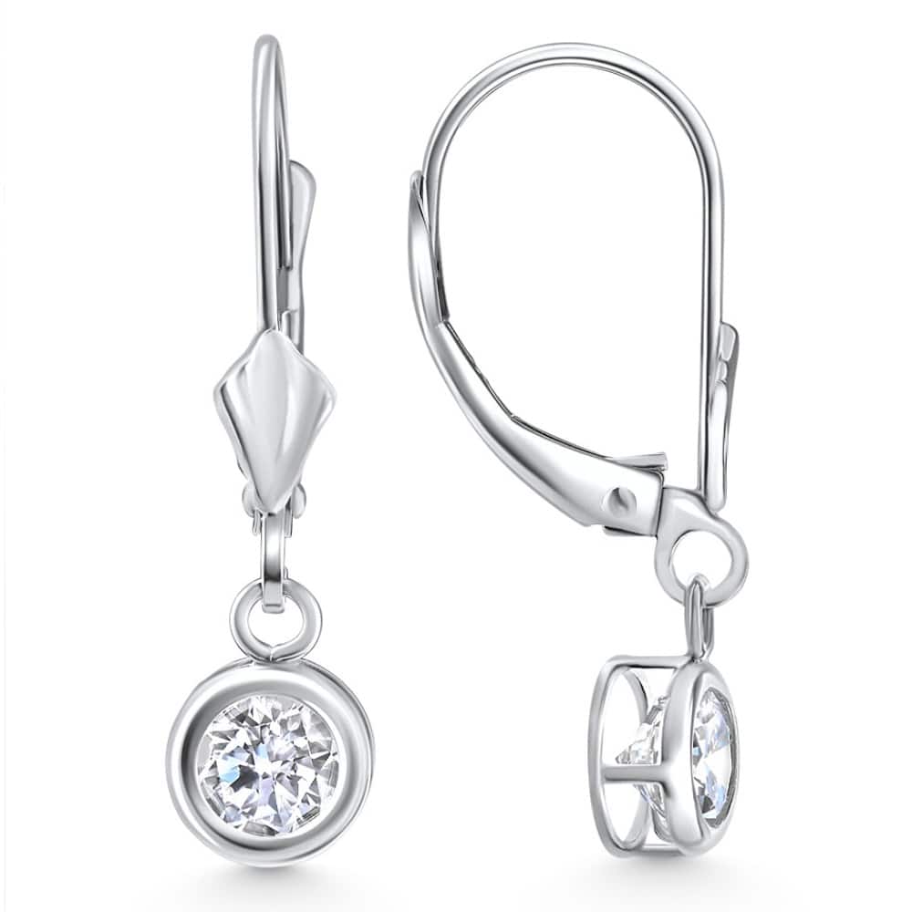 Bliss Diamond 1Ct Diamond Lab Grown Dangle Lever Back Hoop Earrings White Gold