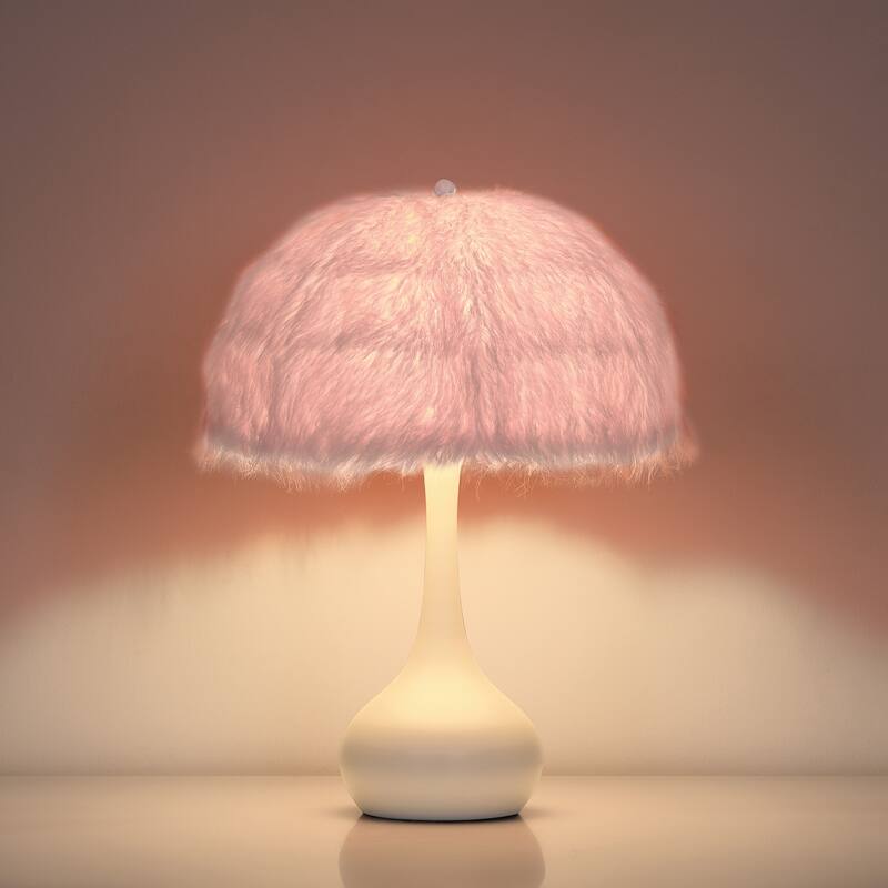 Acroma Teardrop Base Spherical Table Lamp with Feather Accents