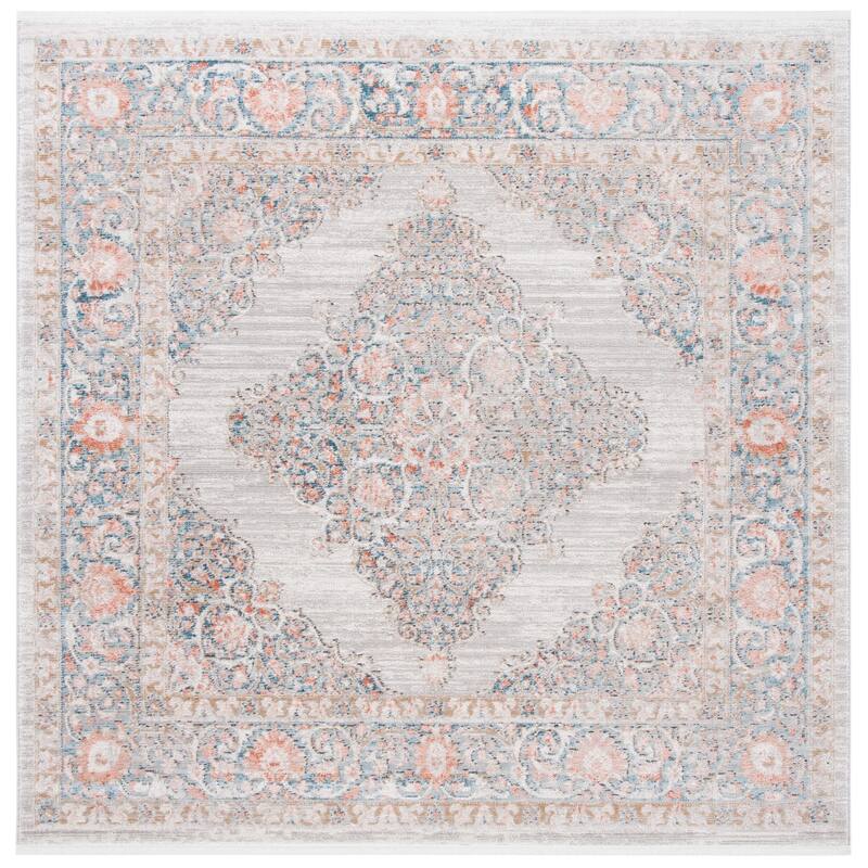 SAFAVIEH Shivan Steinunn Oriental Distressed Rug - 6'7" Square - Grey/Rose