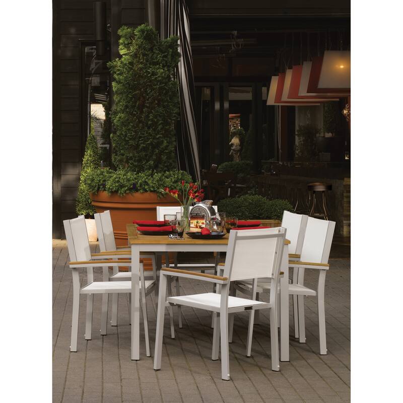 Oxford Garden Travira 7 Piece Natural Tekwood Dining Set - Tan