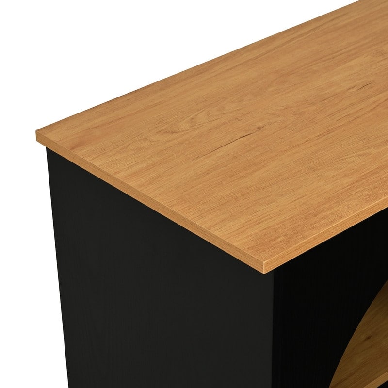 Farmhouse 3-Piece TV Stand Set for TVs Up to 70", Entertainment Center with Arched Sideboard and Glass Doors for Living Room