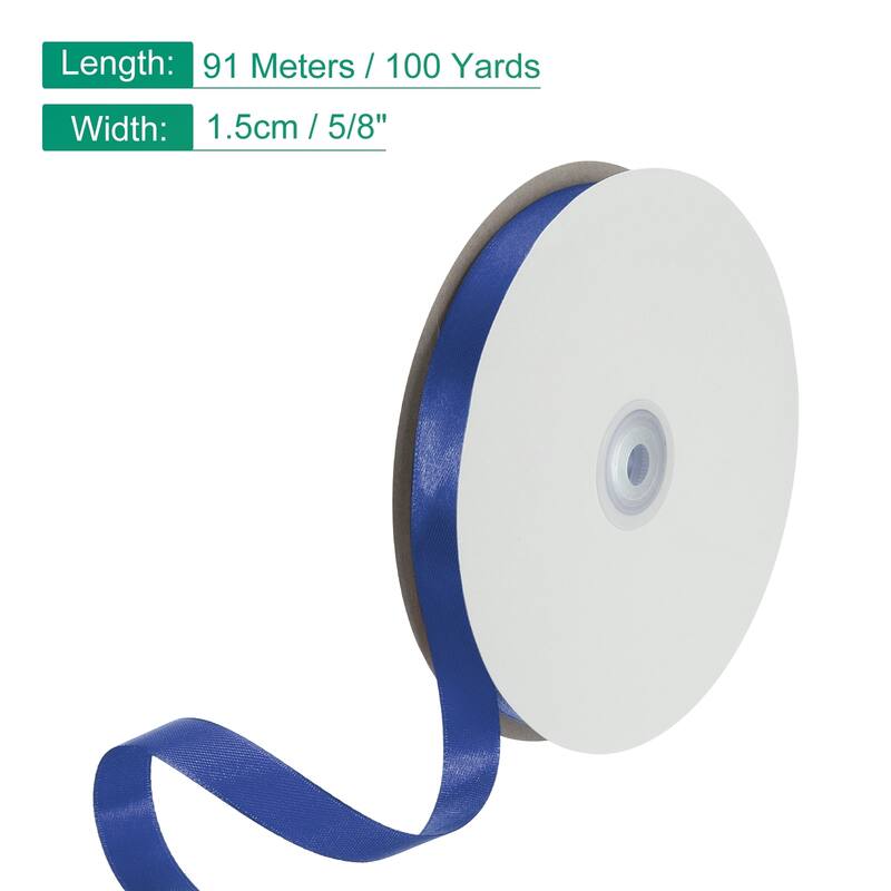 Satin Ribbon, 100 Yards Single Face Polyester Satin Ribbon - Navy Blue - 5/8 Inch