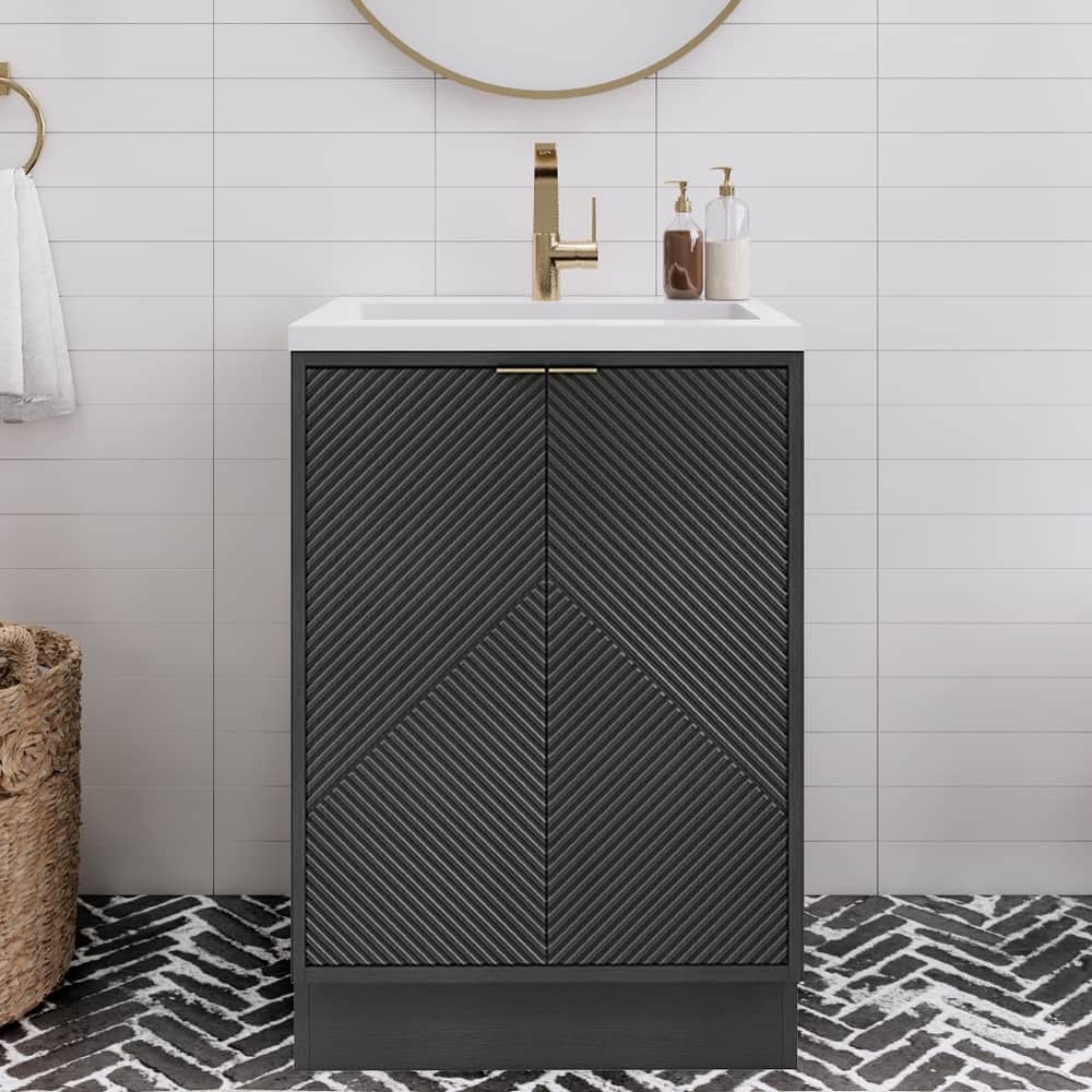 Milano 24" Freestanding Bathroom Vanity with White Acrylic Sink