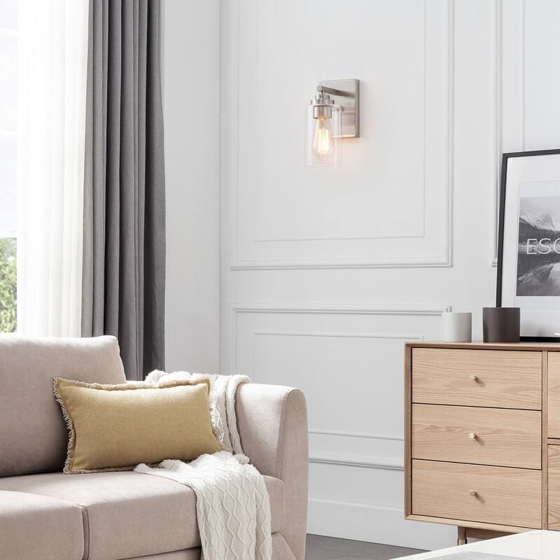 KAWOTI 9.5 Inch 1-Light Wall Sconce with Clear Glass Shade