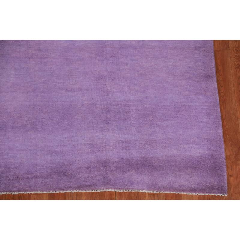 Hand Knotted Oriental 100% Wool Carpet Modern Solid Purples Gabbeh Area Rug - 11' 2'' X 8' 1''