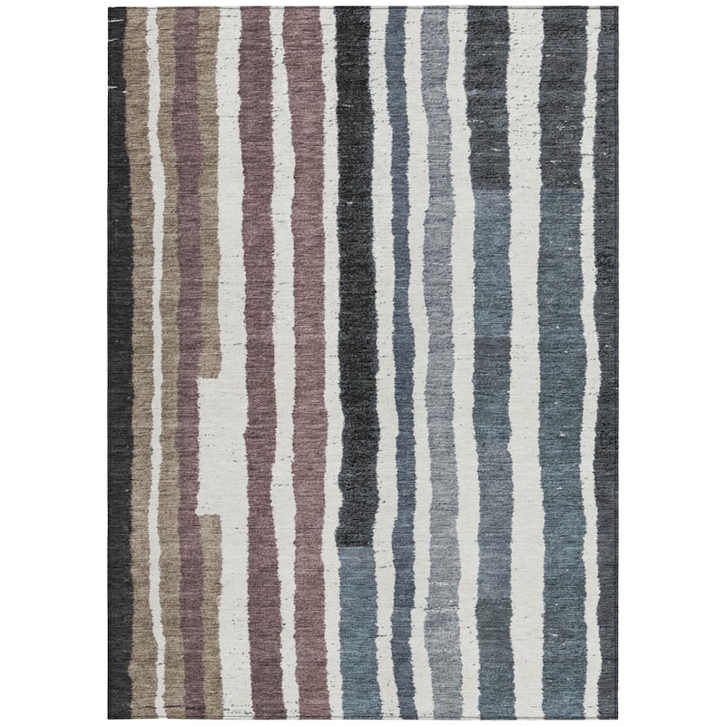 HomeRoots Striped Transitional Rectangle Outdoor Rug