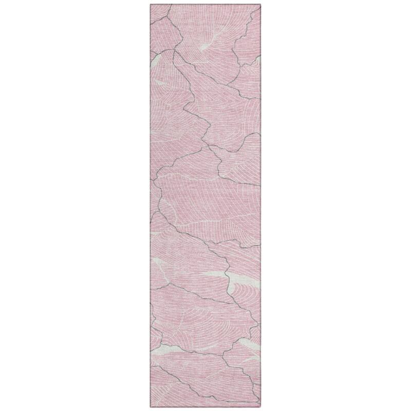 Machine Washable Indoor/ Outdoor Abstract Crackle Chantille Rug