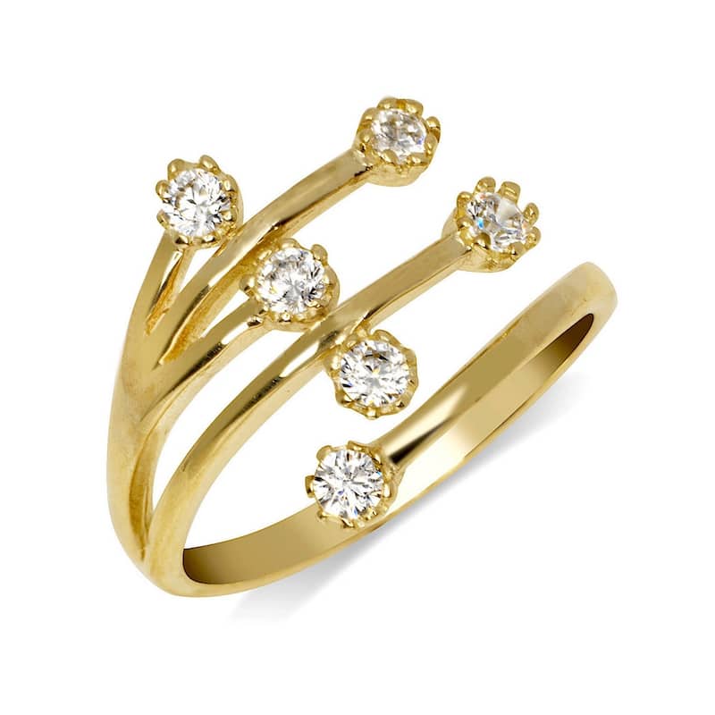 Curata Solid 10K Yellow or White Gold Elegant Waterfall Adjustable Cubic Zirconia Toe Ring (12mmx15mm)