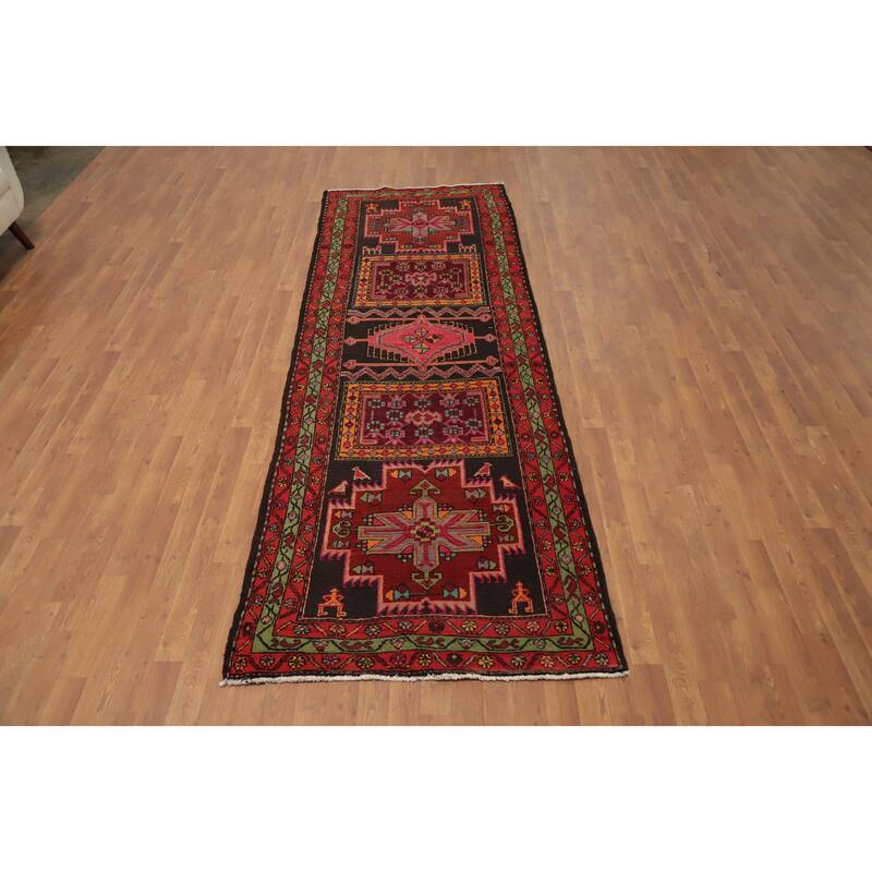 Hand Knotted Oriental 100% Wool Carpet Traditional Tribal Multi-Colored Ardebil Runner Rug - 10' 6'' X 3' 7''