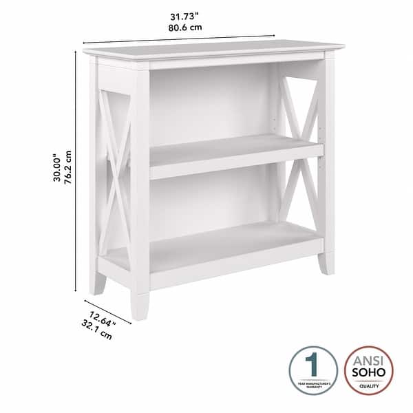 dimension image slide 5 of 9, Key West Small 2 Shelf Bookcase by Bush Furniture