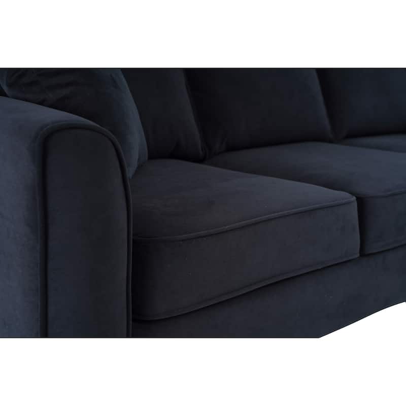112" Width Black L-Shape Sectional Livingroom Modular Sofa With Storage Ottoman