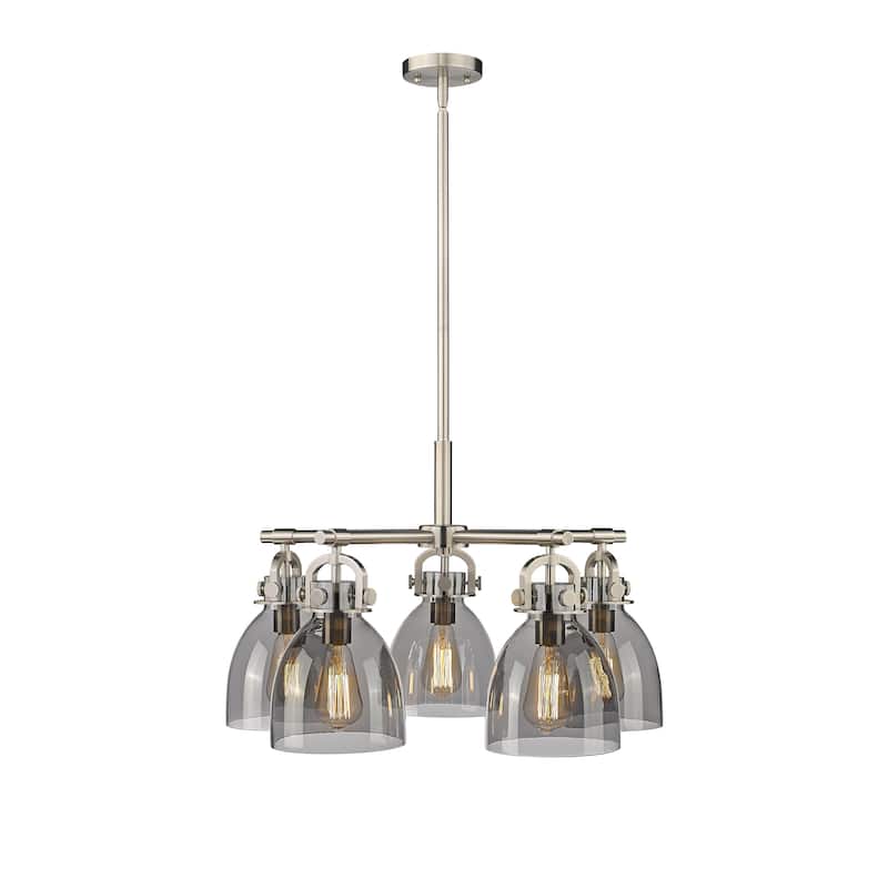 Innovations Lighting Newton Bell - 5 Light 7" Stem Hung Chandelier