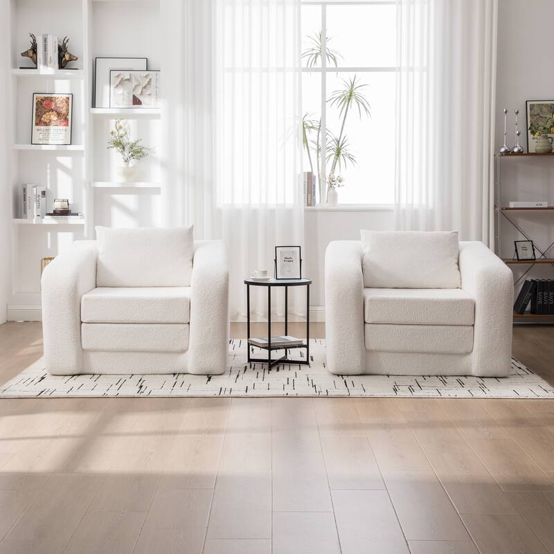 40" Convertible Chenille Floor Sofa Bed, Foldable Boneless Mattress Cloud Single Couch Lounge Chair with Armrest & Pillow