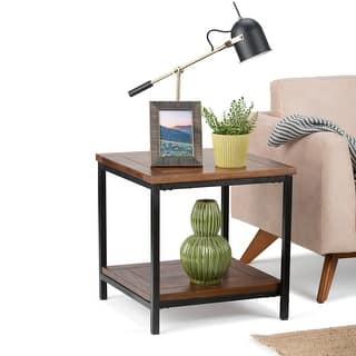 WYNDENHALL Rhonda SOLID MANGO WOOD & Metal 22" Wide Square Industrial End Side Table - 22 W x 22 D x 22 H